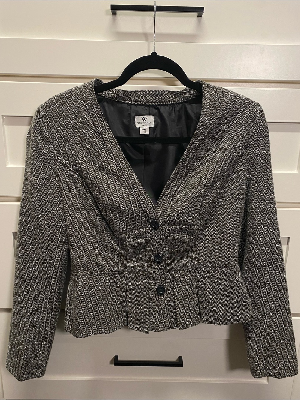 Gray Tweed Peplum Blazer
